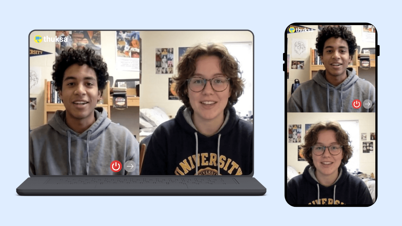Thuksa works on mobile and desktop as a full Omegle alternative