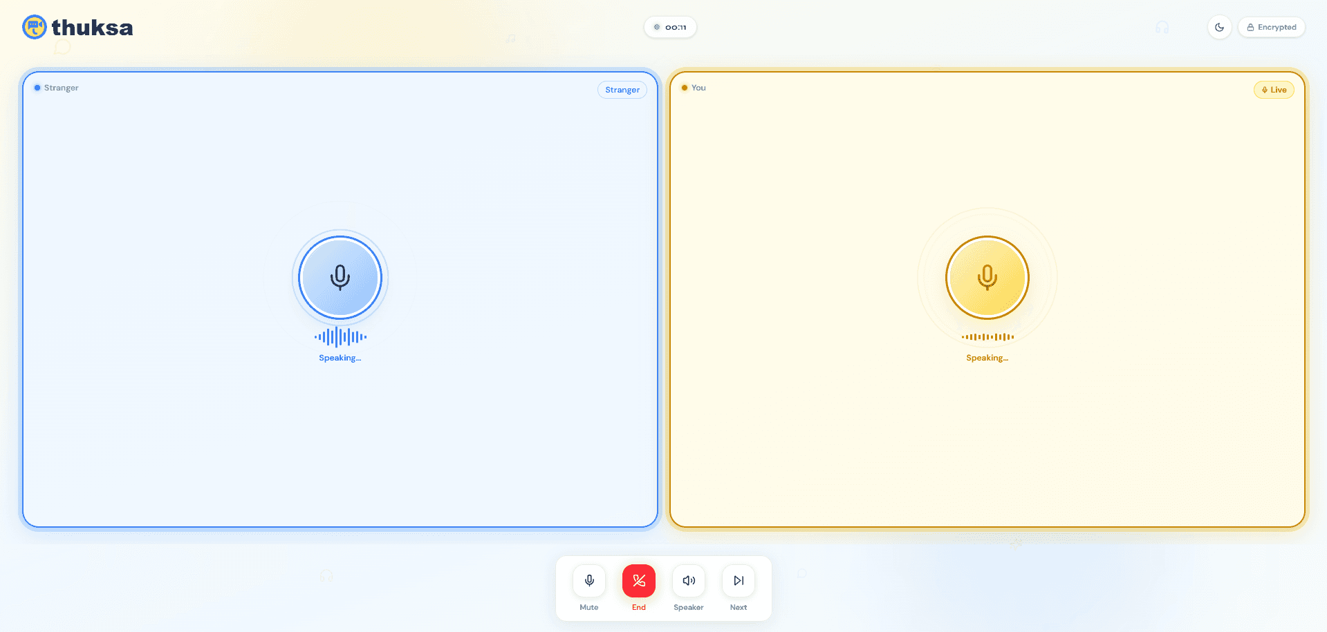 Interest based audio chat interface connecting strangers over voice
